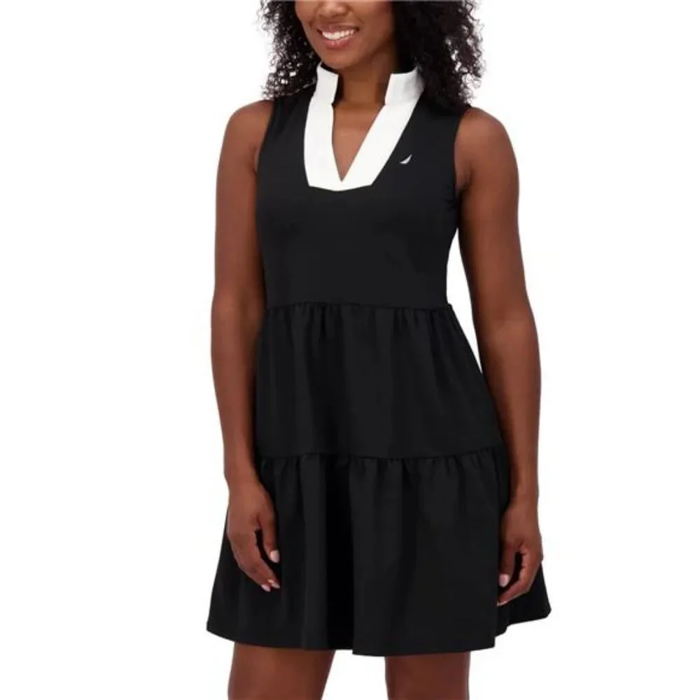 Nautica Jeans Women's Sleeveless Tiered Dress (Black, Large) - Picture 4 of 5